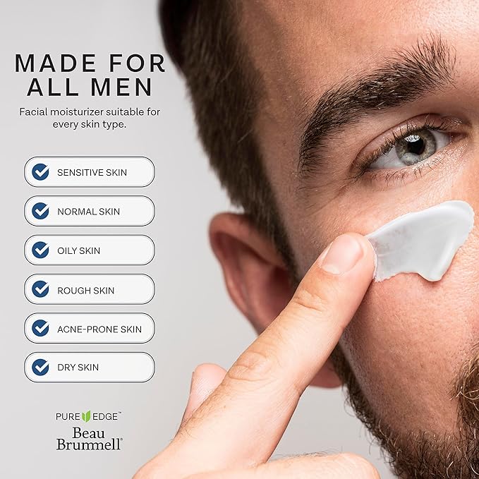 Beau Brummell for Men Matte Finish Face Moisturizer | Fast Absorbing, Lightweight Face Lotion with Vitamins A+E, Aloe Vera & Caffeine | Anti-aging, For Dry or Oily Skin | 4 OZ Tube | Made In America