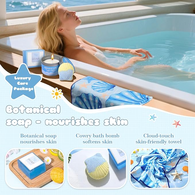 Birthday Gifts for Women Self Care Gifts for Women Spa Gifts Set Get Well Soon Gifts Baskets Care Package Blue Gifts Box Christmas Gifts for Mom Her Bestie Sister Best Friend Wife Girlfriend Coworker