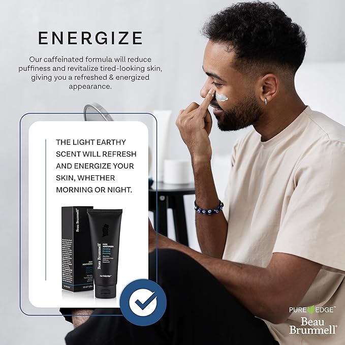 Beau Brummell for Men Matte Finish Face Moisturizer | Fast Absorbing, Lightweight Face Lotion with Vitamins A+E, Aloe Vera & Caffeine | Anti-aging, For Dry or Oily Skin | 4 OZ Tube | Made In America