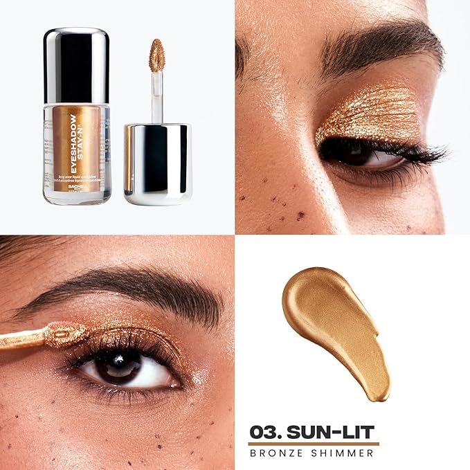 Sacheu Liquid Eyeshadow STAY-N Longwear Eye Makeup — Buildable Highly Pigmented & Blendable Eye Shadow Cream in Matte & Shimmer Finishes, Sun-LIT