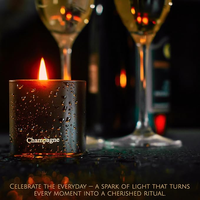 Luxury Scented Candle Gift Set 3-Pack | Champagne, Sandalwood & Amber | Clean Soy Wax | for Women & Men (4.23 oz Each) | 75 Hour Burn Time