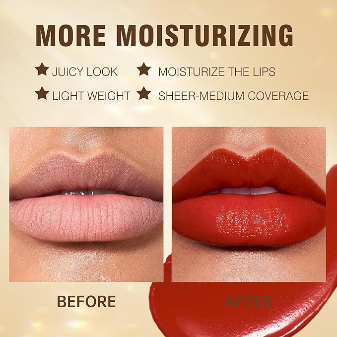 MAKI YIKA Red Lipstick for Women Moisture Hydrate Lipsticks Glossy Coral Lipsticks Sheer Finish Lightweight Tinted Lip Balm(Z05 Coral Moon)