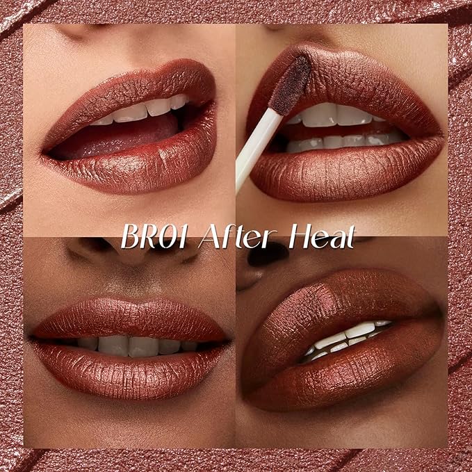FOCALLURE Metallic Liquid Lipstick,Non Stick Cup Lip Gloss,High Impact Lip Color with Transfer-proof Wear,Long Lasting & Waterproof Lipstick Makeup for Women,After Heat
