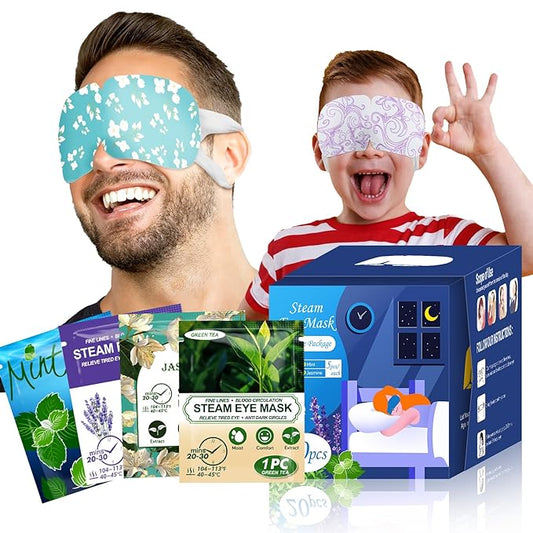ProCIV 20-Pack Steam Eye Masks for Dry Eyes, Warm Eye Mask, Relief Fatigue & Dark Circle, Heated Eye Mask for Puffy Eyes, Disposable Sleep Mask, Moist Hot Compress Eye Patch for Sleeping, 4 Flavors