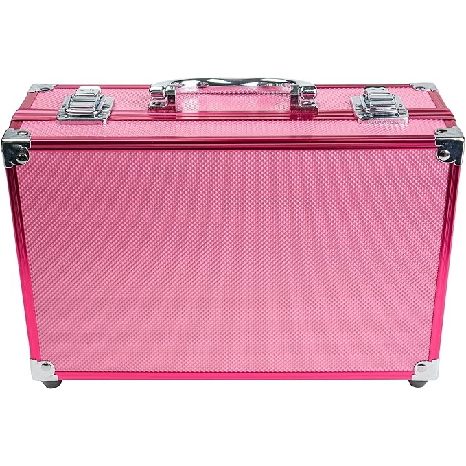 SHANY Carry All Make up Train Case with Pro Makeup Set, Beauty Brushes, Lipsticks, Eye Shadows, Blushes, Powders, and more - Reusable Cosmetics Storage Organizer - Premium Gift Packaging - Pink