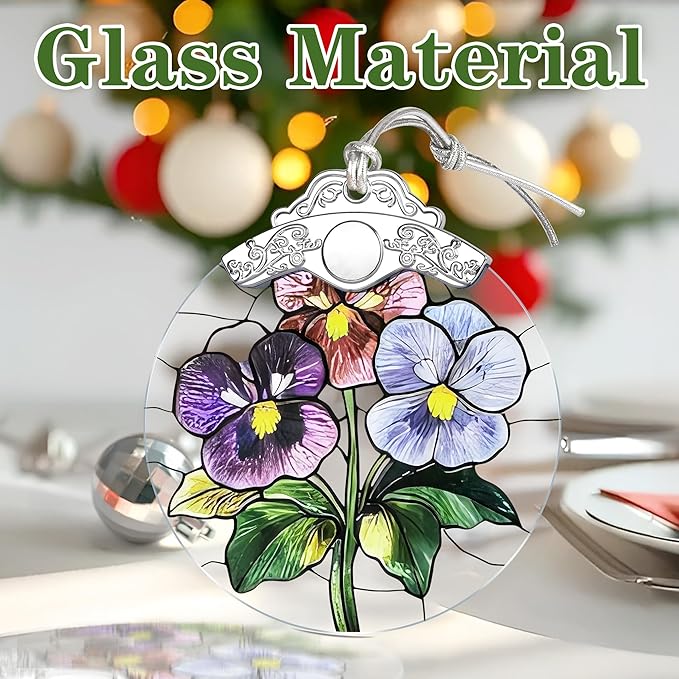 Christmas Ornaments: Stained Glass-Style February Birth Flower Ornament – Christmas Tree Decorations, Holiday Party Gifts, Mother's Day & Birthday Gifts for Women, Mom & Grandma | Birth Flower Gift