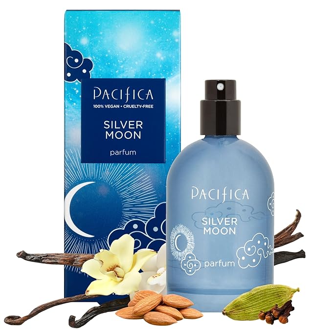 Pacifica Silver Moon Vanilla Almond Spice Perfume – Warm Gourmand Clean Fragrance for Women, 2 fl oz (Vegan & Cruelty-Free)