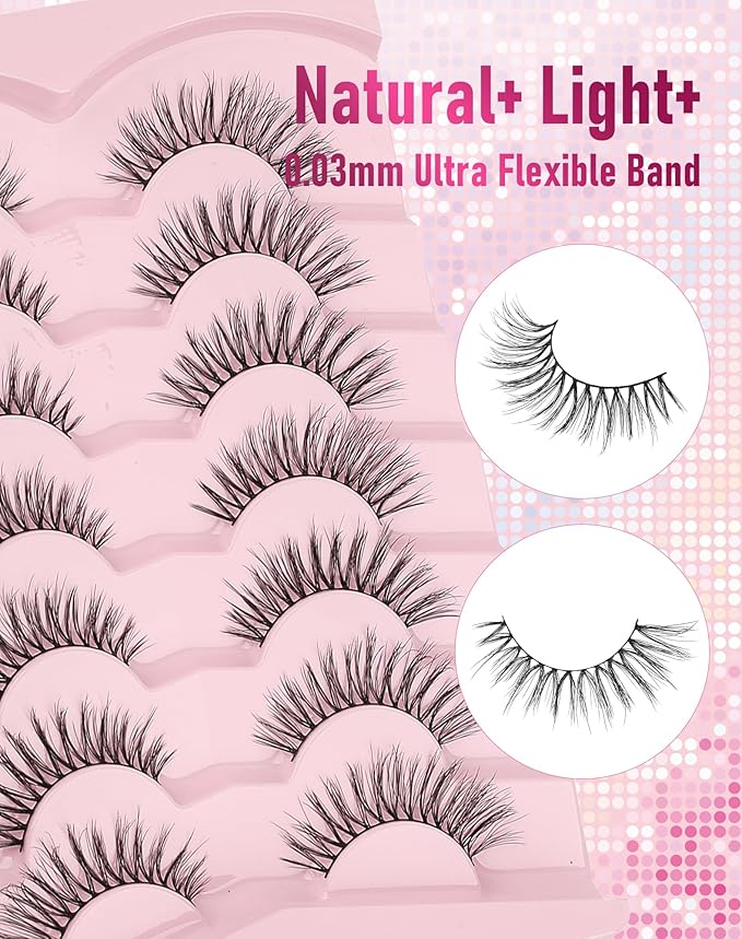 Frihappy Fake Eye Lashes Mink Lashes False Eyelashes Natural Lashes False Lashes Wispy Eyelashes Natural Look 3D Air-Aguila