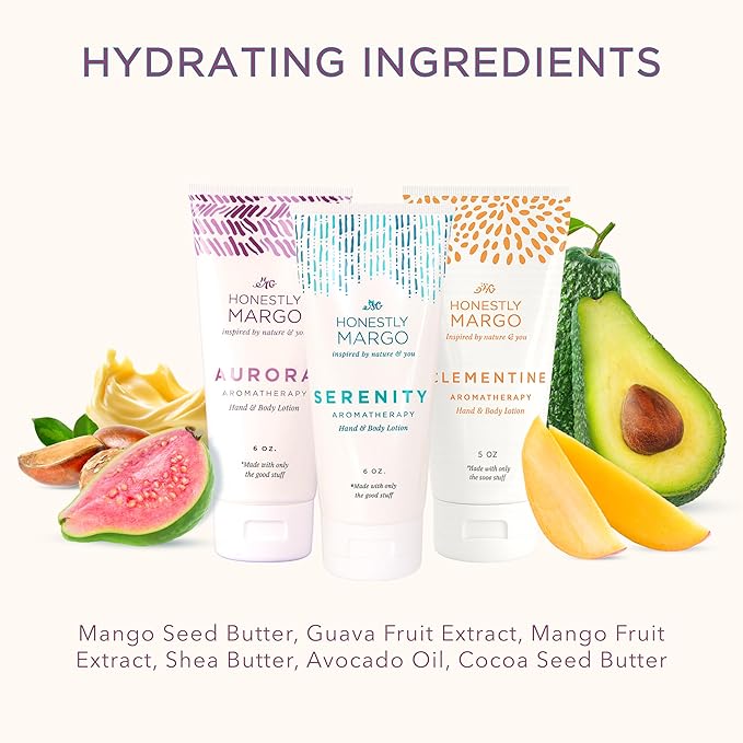 Honestly Margo Aromatherapy Hand & Body Lotion Set (Lavender, Eucalyptus and Citrus, 6 Oz) – Hydrating Moisturizer with Essential Oils, Clean, Cruelty-Free Body Care, Bath Products, and Hand Cream
