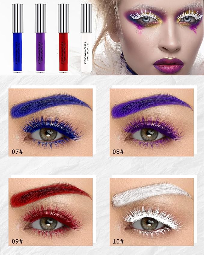 Tinted Eyebrow Mascara Gel-1Pcs Long-lasting Waterproof Smudge-proof Purple Brow Glue Colored Liquid Mascara,Tinted Brow Filler Curling Mascara,Women‘s Day Eye Makeup Gift for Women Girl-08