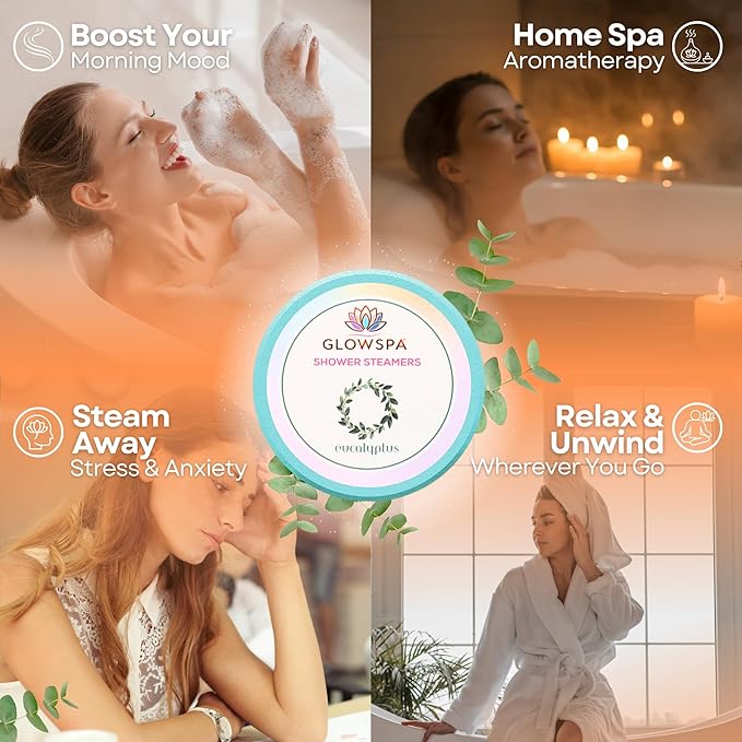 Shower Steamers Aromatherapy – 8 Pack Shower Bombs for Women with Essential Oils for Relaxation, Stress Relief and Self Care – Individually Wrapped Bath Steamers – Gifts for Women, Men