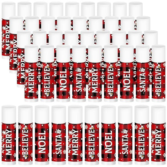 Sosation 40 Pcs Christmas Flavored Lip Balm Bulk Holiday Christmas Stocking Gift Set Celebrate Lip Balm Stick Beauty Lip Care