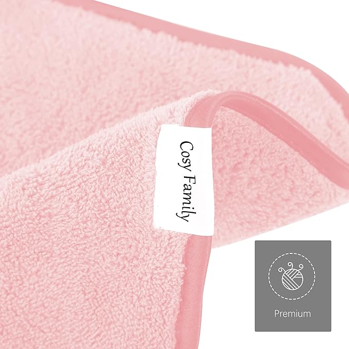 Cosy Family 10 Pack Makeup Remover Wash Cloths - Soft Microfiber Fingertip Facial Cleansing Cloths for Hand and Make Up, 12 x 12 in, Pink