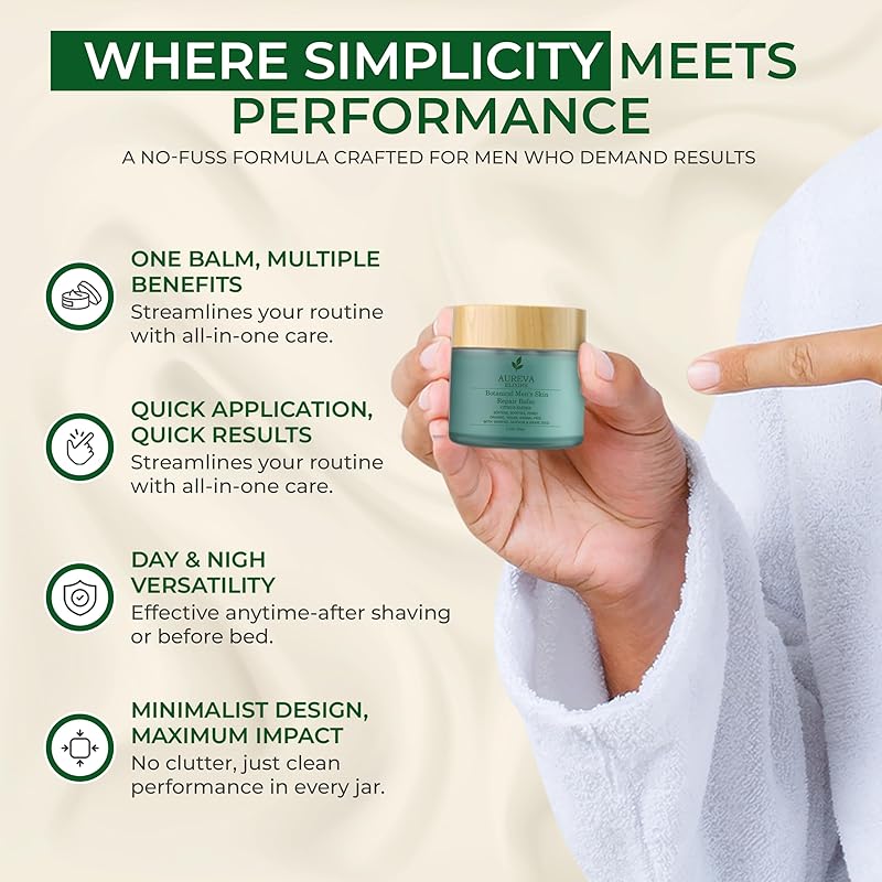 Men's Skin Repair Balm – Face & Body For All Skin Types – Soothes Acne, Sunburn, After Shave & Redness – With Sunscreen – Ember Citrus Scent, 2oz