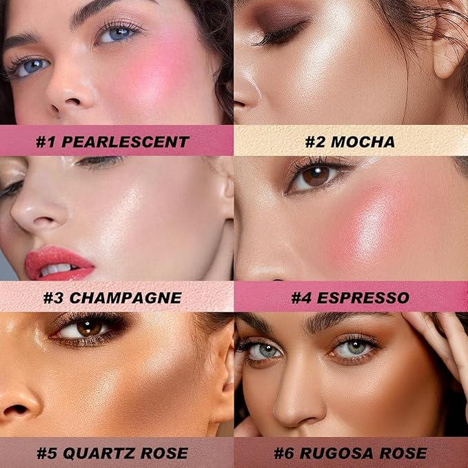 6 Colors Cream Contour Sticks Set, Shades with Highlighter, Bronzer and Blush, Double Ended Contour Sticks for Cheeks,Long Lasting, Waterproof and Matte Finish Makeup Kit (SET B)