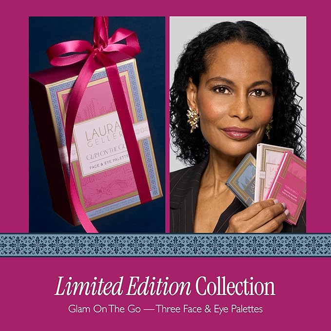 LAURA GELLER NEW YORK Glam On the Go Eyeshadow & Blush Palettes - Each Set Includes Three Palettes - Ready for Gifting - Easy to Use Makeup for Mature Skin