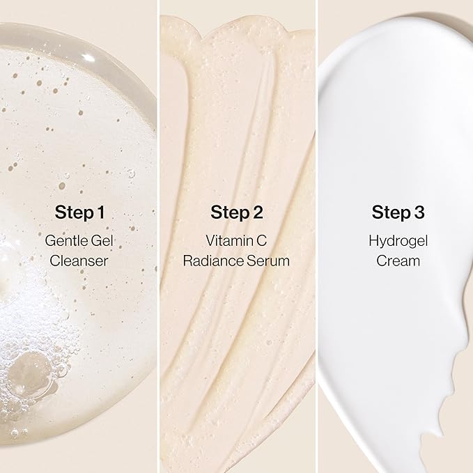 Honest Beauty The Icons Skincare Trio Travel Kit | Mini Hydrogel Cream, Gentle Gel Cleanser, Vitamin C Radiance Serum | Gentle for Sensitive Skin + Vegan