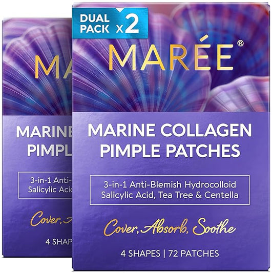 MAREE Star Pimple Patches for Face 2 PACK - Hydrocolloid Acne Patches w/Salicylic Acid, Tea Tree Oil & Centella - Cute Pimple Patches Stars - Teens Zit Patches Stickers - Parches Para Acne - 144 Dots