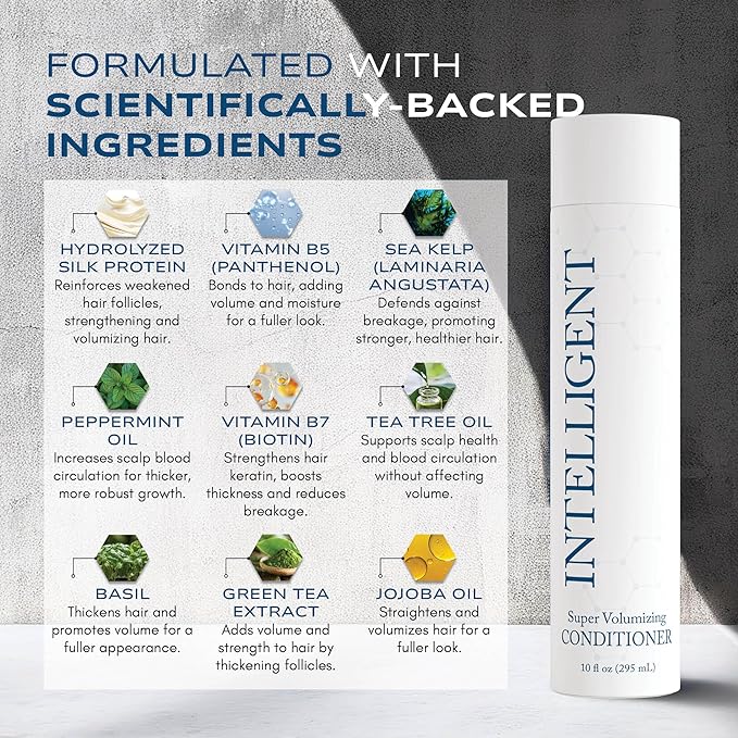 Intelligent Super Volumizing Hair Loss Conditioner - Strengthens Weakened Hair and Maximizes Volume | All Hair Types for Men and Women | 10 fl oz (290 ml)