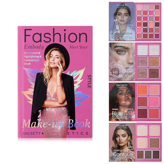 4-Layer Multi - Functional Beauty Book Kit- Style Makeup Palette Ingeniously Combines Eyeshadows, Blushes, Highlighters, Contour Powders In One,Best Choice for A Gift for Women (SH2512B)