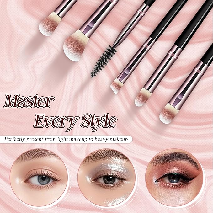 Makeup Brush Set, Premium Synthetic 10 PCS Makeup Brushes, Travel Makeup Brush Set with Soft Hairs, Makeup Brushes Set Professional for Blush, Eyeliner, Eyeshadow, Concealer, and Foundation (Black)