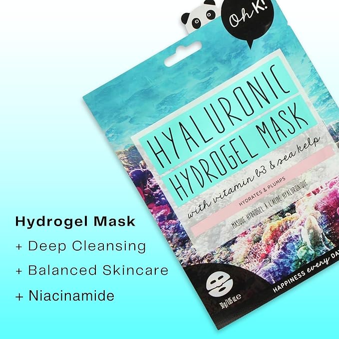 Oh K! Hydrogel Mask - Moisturizing Face Mask Sheet - Hydrating Face Sheets - Rich in Hyaluronic Acid, Niacinamide - Korean Skincare - 1 Pc