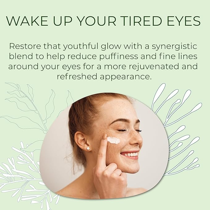 Sea-El Miracle Sea Kelp Eye Cream Hydrating & Correcting Yerba Mate Caffeine & Hyaluronic Acid for Dark Circles Bags & Puffiness - Daily Anti Aging Moisturizer for Women & Men, Vegan - 1 Oz