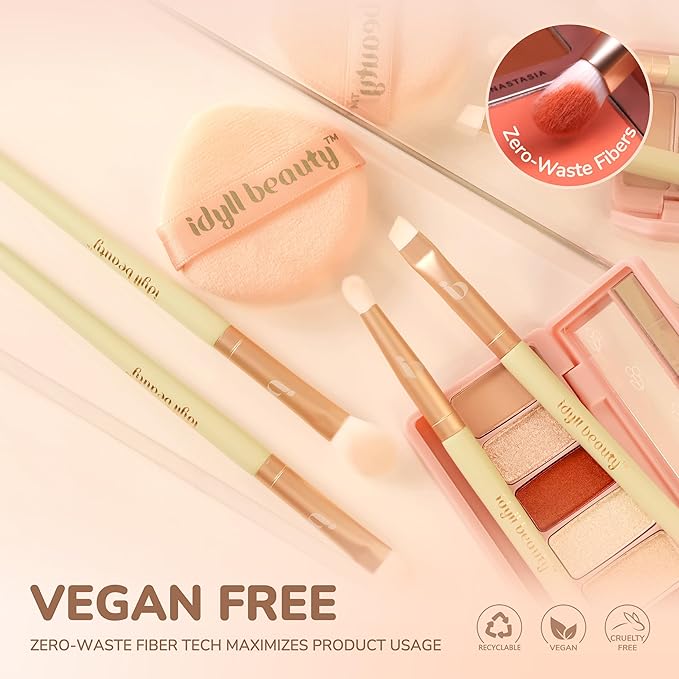 Makeup Brush Set Eyeshadow 5 Pcs, Eye Shadow Brushes for Women With Powder Puff, Fluffy Blending Brush, Crease, Eyeliner Brush Professional, Makeup Artist Set, Vegan & Cruelty Free