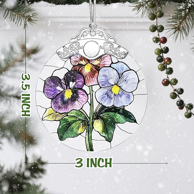 Christmas Ornaments: Stained Glass-Style February Birth Flower Ornament – Christmas Tree Decorations, Holiday Party Gifts, Mother's Day & Birthday Gifts for Women, Mom & Grandma | Birth Flower Gift