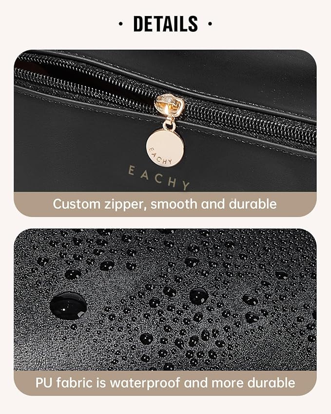 EACHY Travel Makeup Bag,Large Capacity Cosmetic Bags for Women,Waterproof Portable Pouch Open Flat Toiletry Bag Pattern Makeup Bag