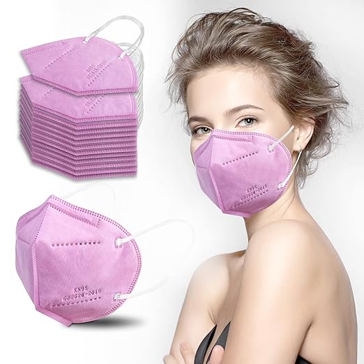 akgk KN95 Face Mask 50 PCS, Breathable Protection Masks, 5-Ply KN95 Hot Pink Masks, Cup Dust Safety Masks