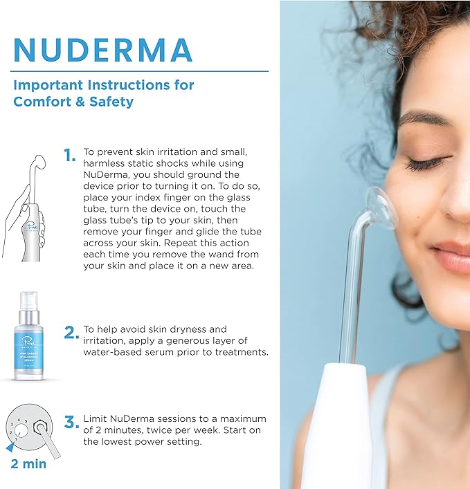 NuDerma Clinical Skin Therapy Wand - Portable Skin Therapy Machine w 6 Fusion Neon + Argon Wands – Anti Aging - Clarifying - Skin Tightening & Radiance - Wrinkle Reducing