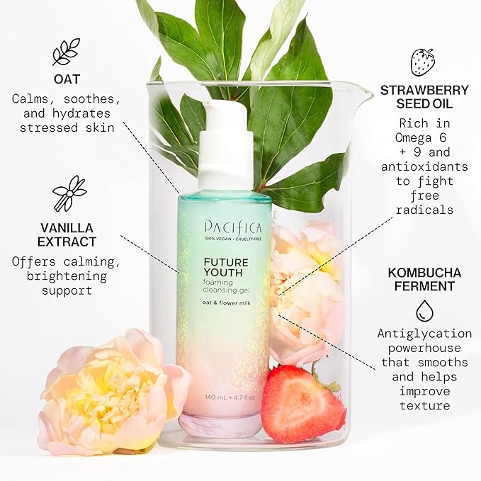 Pacifica Future Youth Foaming Face Wash - Hydrating Anti-Aging Cleansing Gel, Dermatologist Tested Gentle Facial Cleanser, Alcohol-Free Vegan Formula for All Skin Types Clean Beauty Cruelty-Free 4.7oz