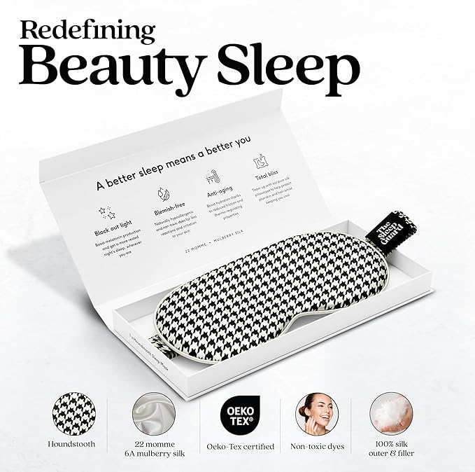 TheSleepGuard Pure Silk Sleep Mask [100% 6A Mulberry Silk, 22 Momme] Light Blocking Travel Essentials. Eye Masks for Sleeping. Black Oeko-Tex Blindfold. Eye Covers for Men & Women