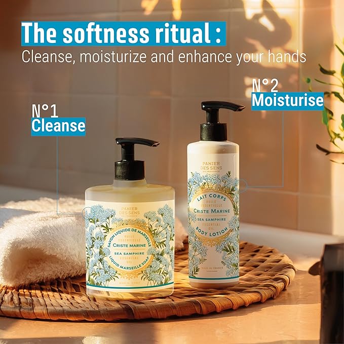 Panier des Sens – Sea Samphire Hand & Body Lotion for Dry Skin - Hydrating Body Cream for Women - Nourishing Fluid Body Moisturizer Shea Butter & Olive Oil 97% Natural Ingredients Body Care 8.45 Floz