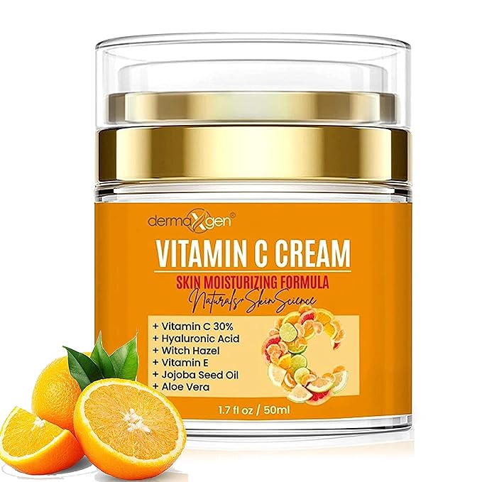 Organic Vitamin C Cream for Face - Deep Hydration Vitamin C Face Moisturizer with Hyaluronic Acid and Vitamins C & E - Anti-Aging Formula to Reduce Wrinkles and Fine Lines - 1.7 Fl Oz