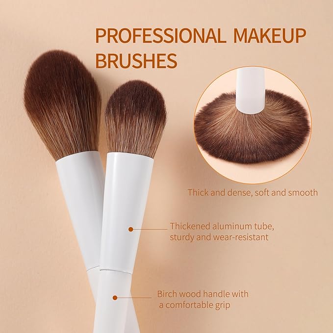 Makeup Brushes Set 14-Piece Premium Synthetic Makeup Brush Foundation Powder Contour Concealers Eyeshadow Blending Makeup Brushes with Powder Puffs and Brush Bag