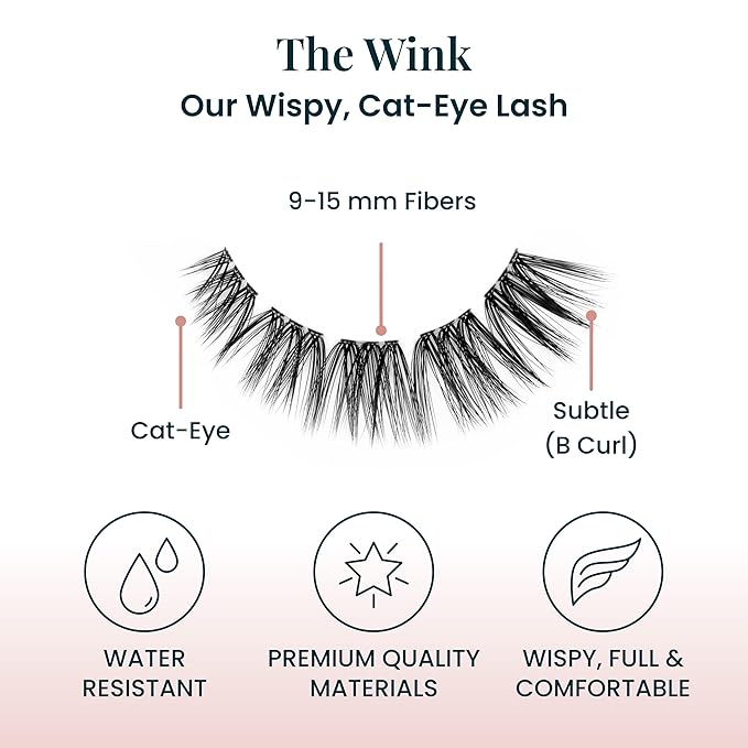 FlutterHabit The Wink Lashes, 2 Sets of Lashes, DIY Wispy Doll Eyed Lash Extensions, Up to 10 Day Lash Wear, Salon Quality Cluster Eyelashes for a Natural Look, No Glue Included