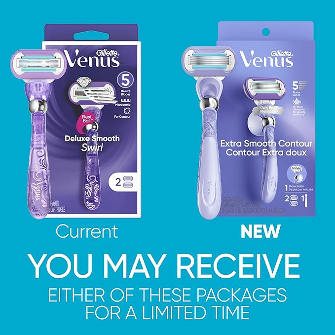 Gillette Venus Deluxe Smooth Swirl Women's Razor Handle + 2 Blade Refills