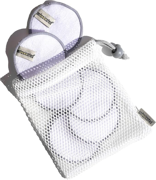 Ultra Soft Cleansing Pads - Double-Layered Reusable Bamboo Terry Rounds - Makeup Removal & Skincare for Sensitive Skin - Soft & Durable - Includes Washable Storage Bag - 10CT