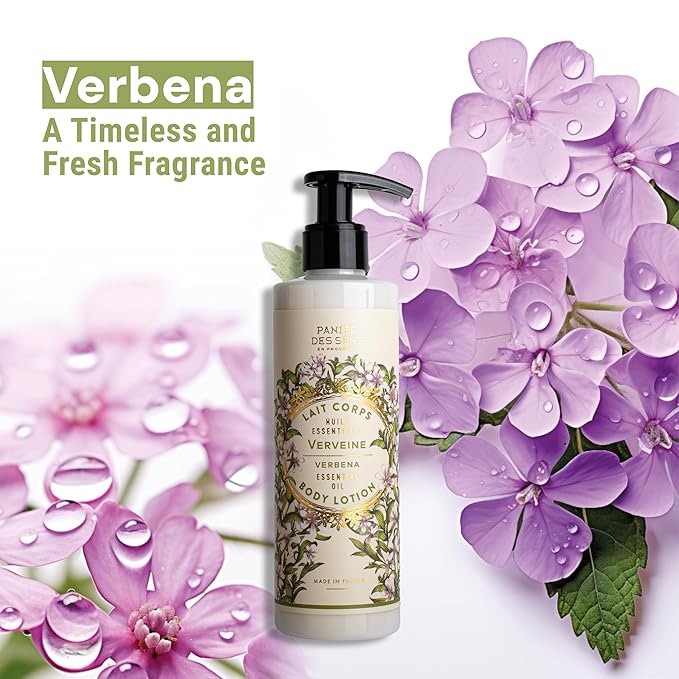 Panier des Sens – Verbena Hand & Body Lotion for Dry Skin - Hydrating Body Cream for Women - Nourishing Fluid Body Moisturizer Shea Butter & Olive Oil - 97% Natural Ingredients Body Care - 8.45 Floz