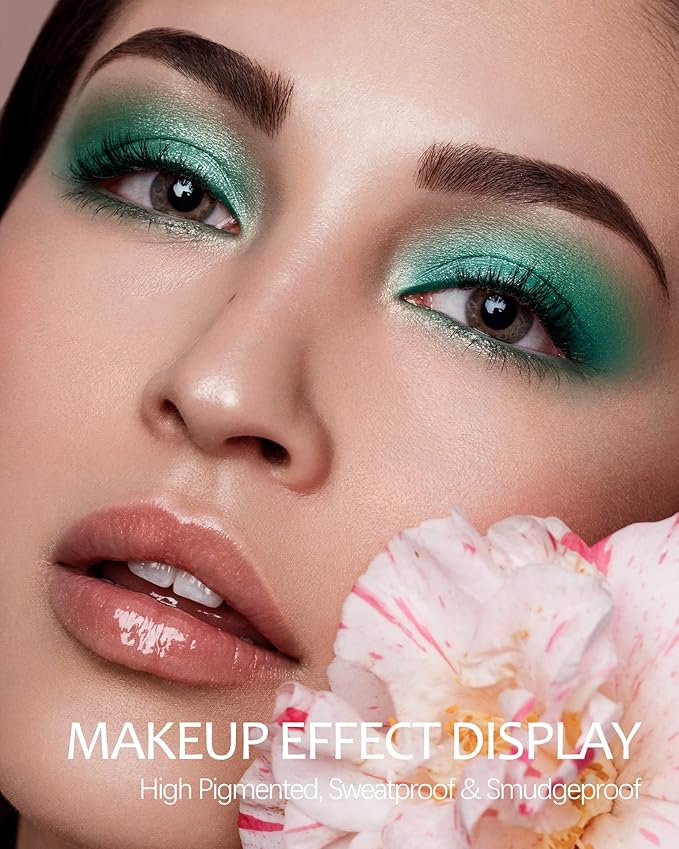 MAKI YIKA Green Eyeshadow Palette 10 Color Bright Emerald Olive Green Eye Shadow Shimmer Matte High Pigmented Long Lasting Glitter Eyes Makeup