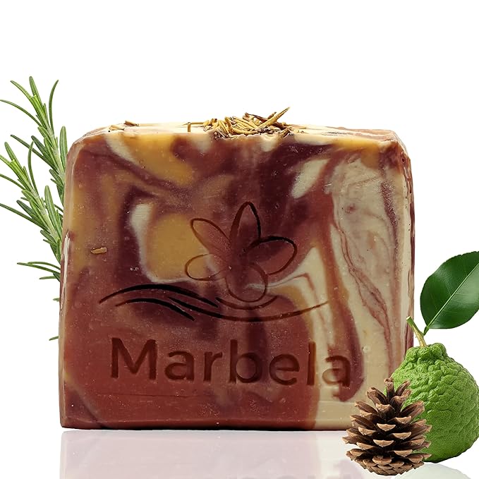Marbela Cosmetics Clay and Rosemary Handmade Soap Bar - Made in USA, Vegan Friendly, Palm Oil Free, Natural Bar Soap - Gentle Face & Body Soap for Daily Skin Care, Moisturizing & Nourishing - 3.5 oz