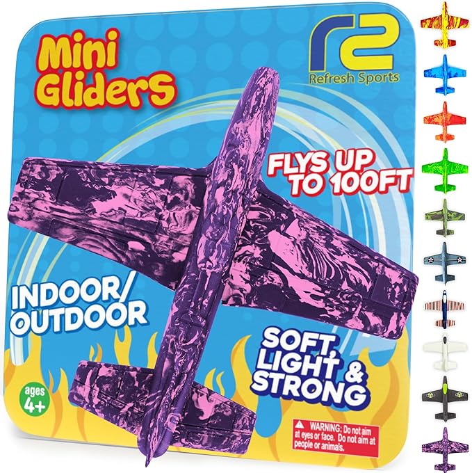Foam Airplanes for Kids - Best Girl Toys Age 4 & Up - Engaging Toy for 7 Year Old Girl Birthday Gifts - Stocking Stuffers for Girls All Ages - Fun Sports Toy & Party Favors & Outdoor Toys Age 6-8+