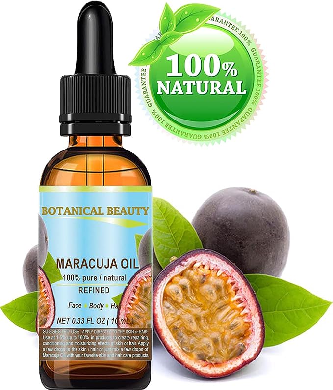 Botanical Beauty MARACUJA OIL 100% Pure Natural Cold Pressed Undiluted for Face, Skin, Hair, Body, Lip, Nails 0.33 Fl Oz - 10 ml Rich in Vitamin C
