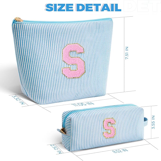 Gifts for Girls Teens Kids - Birthday Gift for Daughter Sister Her,Travel Essentials,Teen Girl Essentials,Cute Trendy Stuff Makeup Bag Set Cosmetic Bag - Blue,S