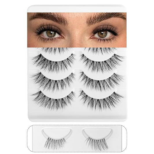 Frihappy Wispy Mink Lashes - Natural False Eyelashes, 5 Pairs with Half Lashes Gift
