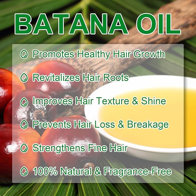 Batana Oil - Pure & Natural Hair Growth Oil from Honduras, Eliminates Split Ends, Enhances Radiance for All Hair & Skin Types, 4.04 fl oz (pack of 2)