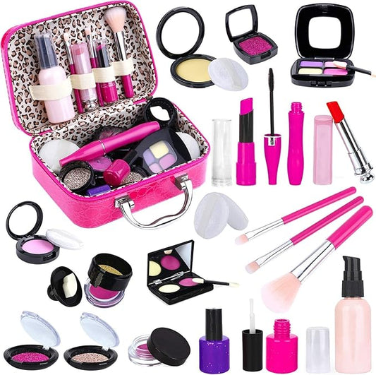 Tepsmigo Pretend Makeup Kit for Girls, Kids Pretend Play Makeup Set - with Cosmetic Bag for Birthday Christmas, Toy Makeup Set for Toddler, Little Girls Age 3+(Not Real Makeup)