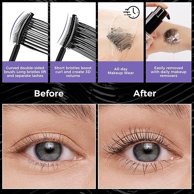 Lash Waterproof Mascara Black, Beauty Makeup Mascara Voluming and Lengthening Long Lasting, Tubing, Curling, Multiplying, Exquisitely 8g/0.28 fl.oz